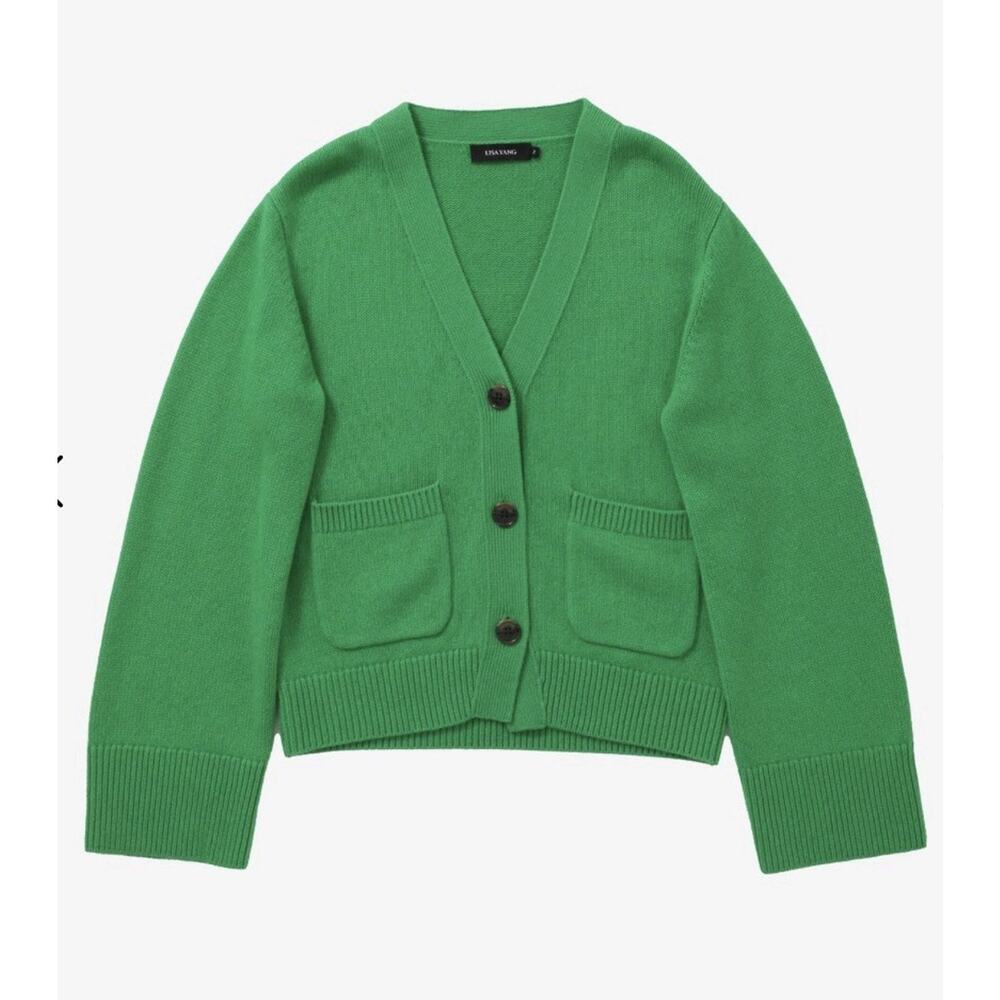 NWT Lisa Yang 100% Cashmere Danni Green Spring Cardigan Sz 1 Small